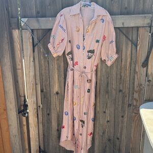 Embroidered Pink Maxi Dress